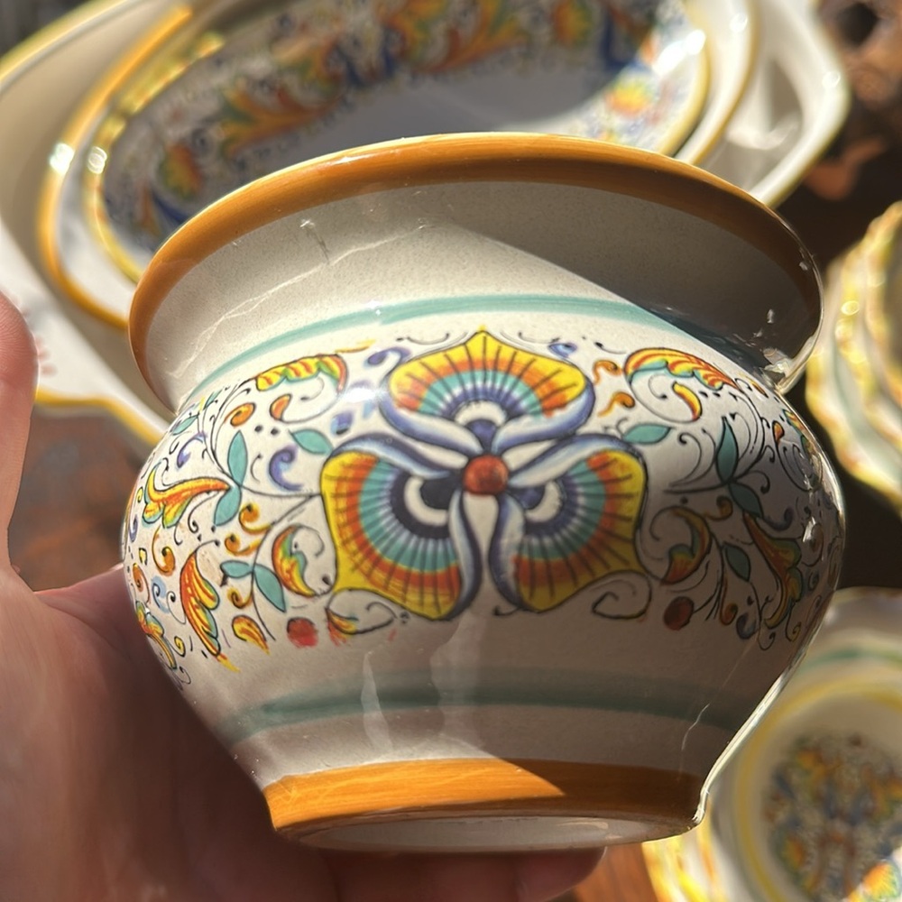 Meridiana Ceramache small artisan hand painted kitchen storage container Italy - Picture 6 of 14